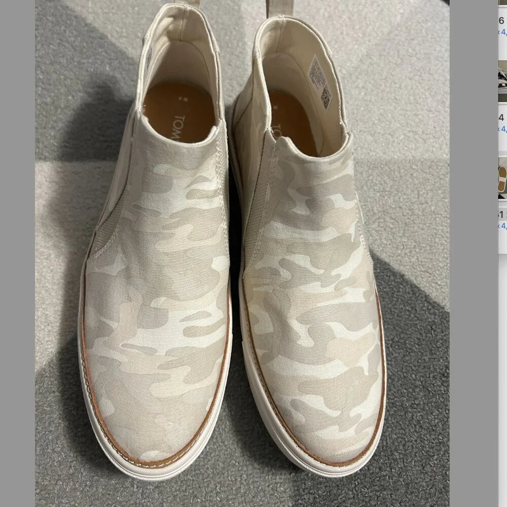 Toms Bryce Egret Camo Printed Canvas Mid Cut Slip‎ On Sneakers Women's Size 9